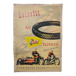 Art Deco Advertising Poster Fulda Tires, 1930s For Sale