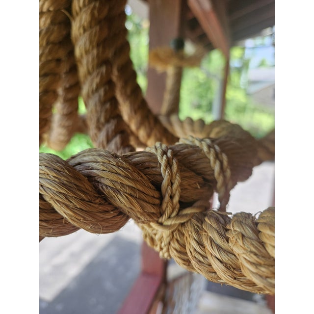 Fun vintage 6 arm rope chandelier, takes small base Chandelier bulbs. Tested by my electrical guy, works perfectly. Need...