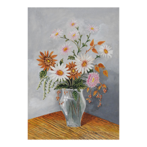 1948 Pink White Floral Still Life Watercolor Painting