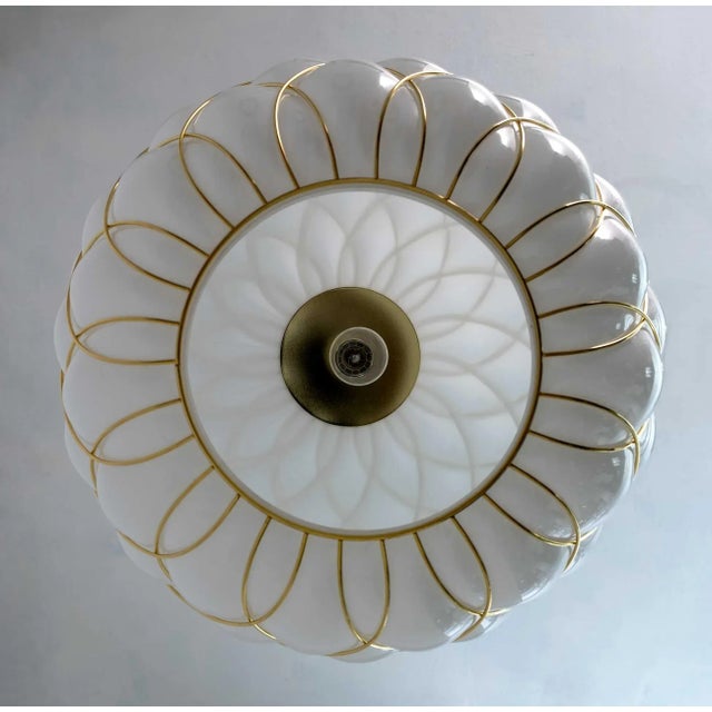 Metal Modern White & Brass Pendant Lamp from Fontana Arte, 1990 For Sale - Image 7 of 8