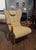 A rare Swedish Modern Wingback Chair, 1940s. Reupholstered in wool mix fabric with leather details. In beautiful...