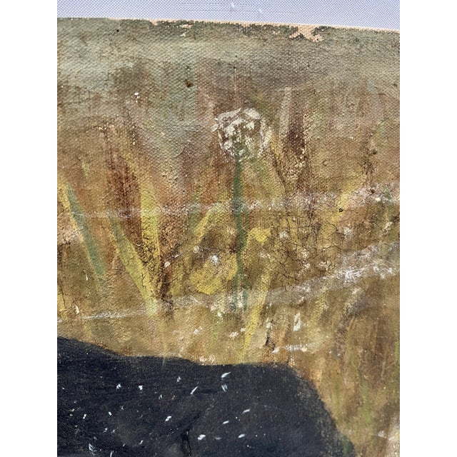 Vintage Realist Portrait Oil Painting of a Young Boy With Dandelions For Sale - Image 4 of 10
