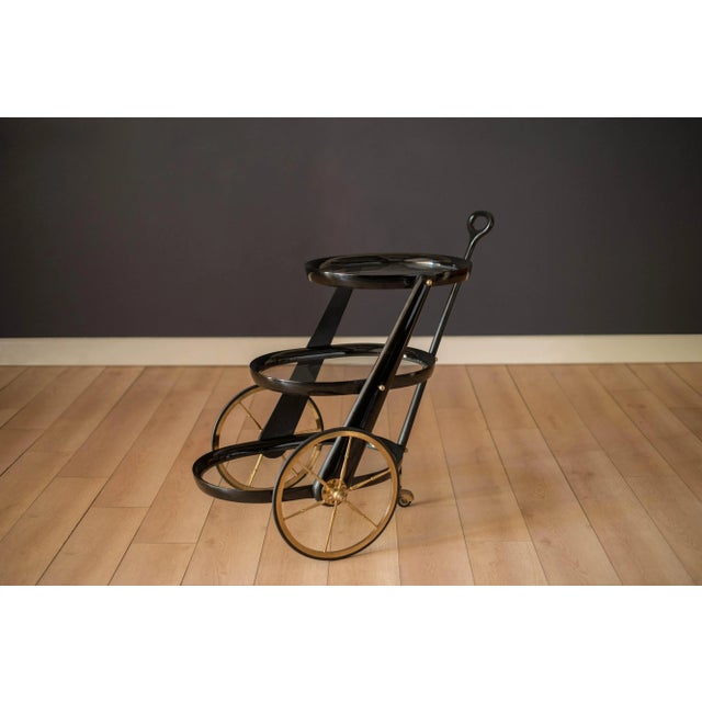 Vintage Italian Three-Tier Lacquered Black Bar Cart by Aldo Tura For Sale - Image 13 of 13