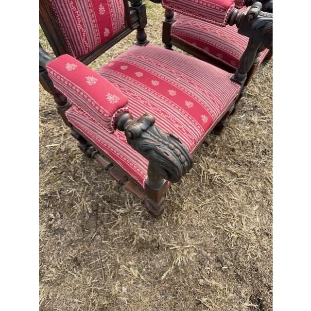 Large 18th Century French Renaissance Solid Walnut Armchair- A Pair For Sale - Image 11 of 18