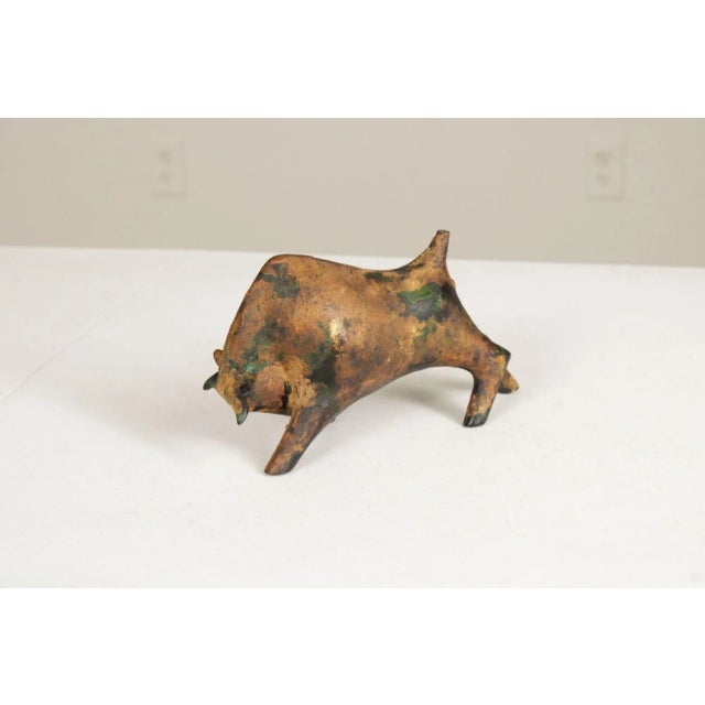 Mid Century Modern Cast Iron Bull Sculpture For Sale - Image 4 of 12