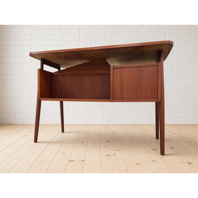 Danish Petite Teak Desk by Gunnar Nielsen for Tibergaard, 1960s For Sale - Image 4 of 13