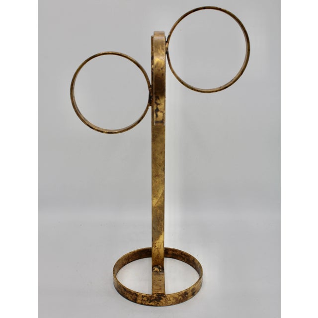 Metal Mid Century Italian Golden Gilt Metal Hand Towel Rack For Sale - Image 7 of 10