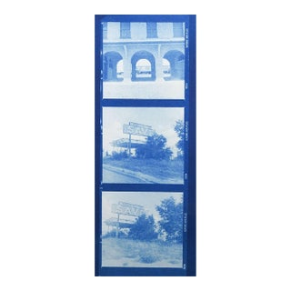 Late 20th Century Blue Architectural Cyanotype Photograph For Sale