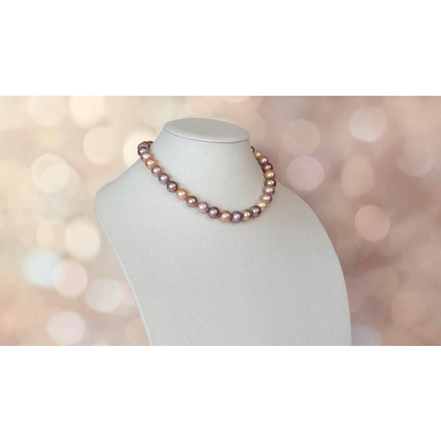 Genuine Freshwater Edison Pearl Necklace With 14k Gold Clasp For Sale In Cleveland - Image 6 of 11