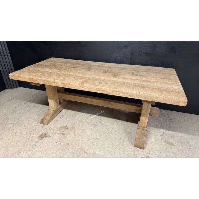 1920s Vintage Farmhouse Dining Table in Bleached Oak, 1925 For Sale - Image 5 of 18