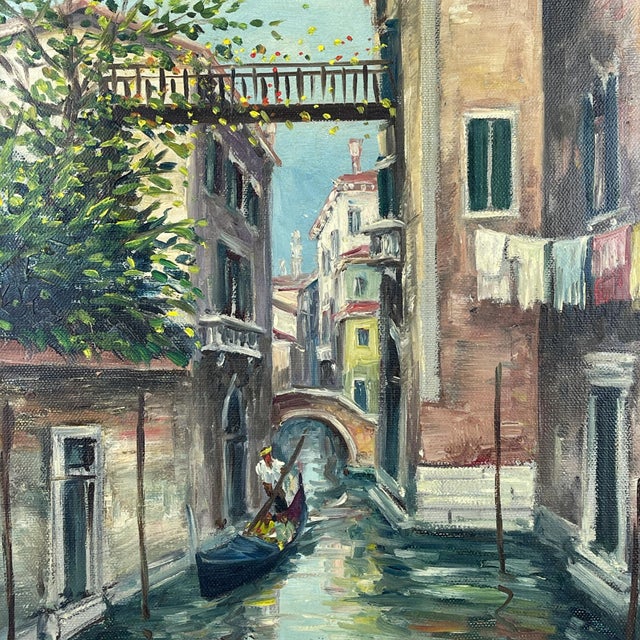 Italian Artist, Venice Canal, Original Oil Painting, 1960s, Framed For Sale - Image 9 of 18