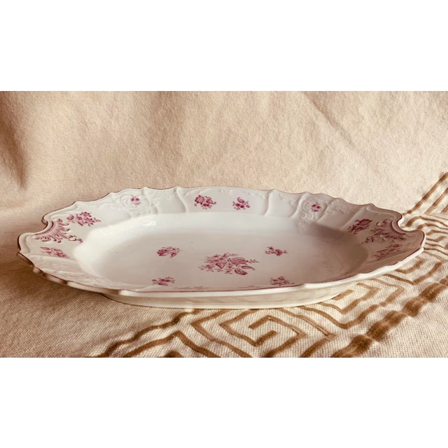 White French Porcelain Depp Well Meat Platter , Circa 1820 — Rose Floral For Sale - Image 8 of 18