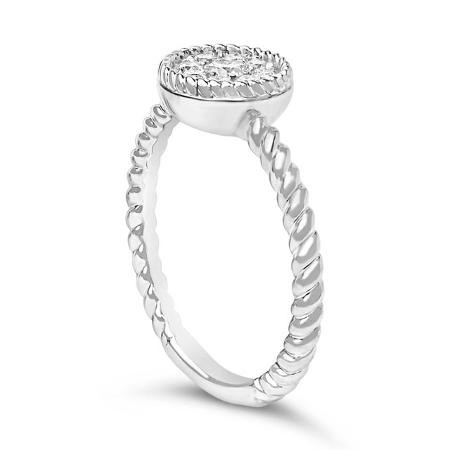 Haus of Brilliance Sterling Silver 1/4 Cttw Diamond Floral Round Braided Ring - Size 7 For Sale - Image 4 of 6