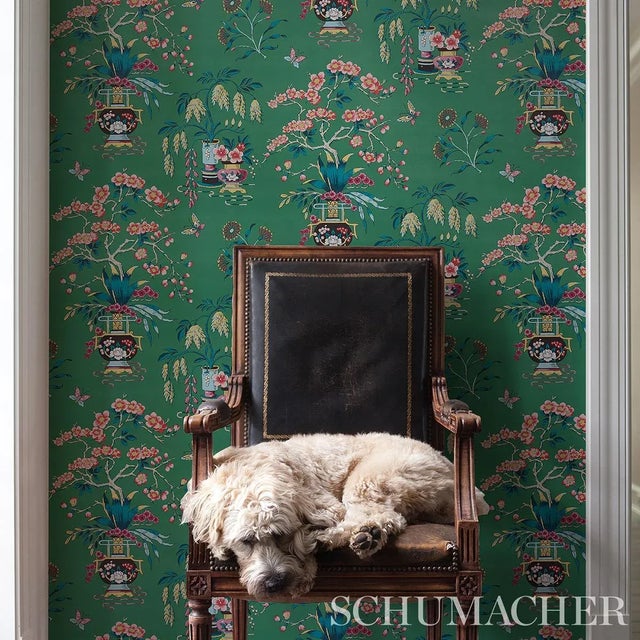 Schumacher Ming Vase Wallpaper in Jade 10 Yards Chairish