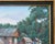 Textile Jean-Felix Defournoy Modern Realist Green and Blue-Toned Rural Village Market Landscape Painting, Late 20th Century For Sale - Image 7 of 12