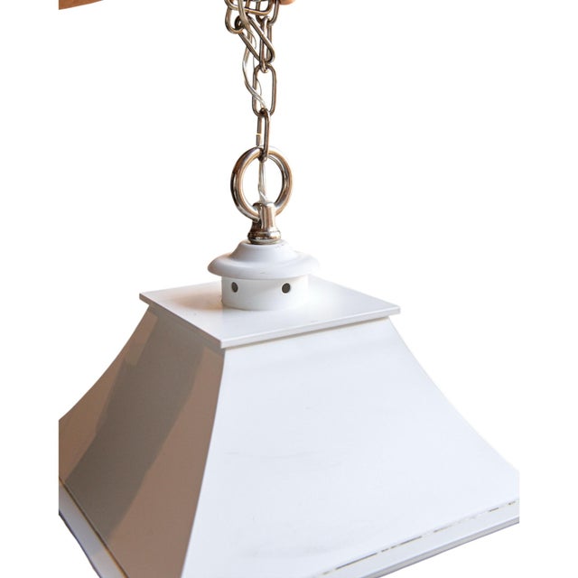Metal Urban Electric Brand Custom White Lantern With Clear Glass and Yellow Interior For Sale - Image 7 of 12