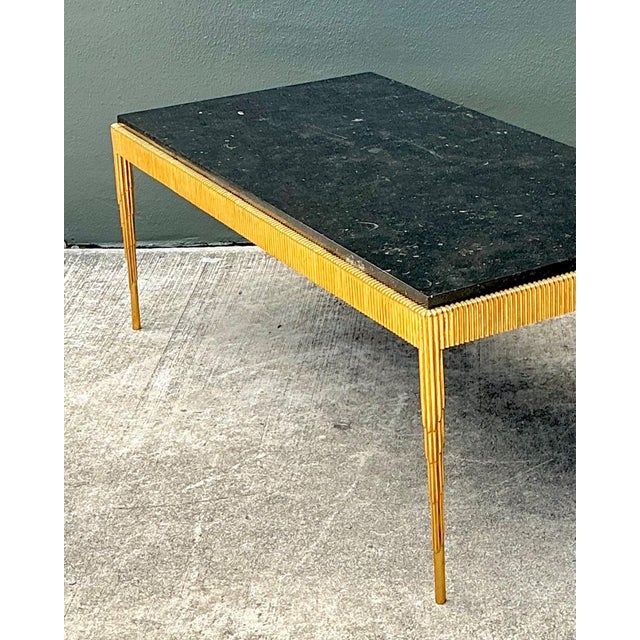 Metal Vintage Gilt Metal and Stone Cocktail Table For Sale - Image 7 of 10
