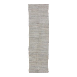 Keivan Woven Arts Modern Gallery Runner Kilim in Wool With Geometric Design For Sale