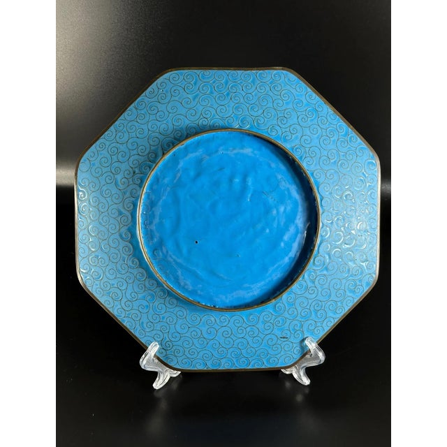Blue Japanese Cloisonné Plate, 1890s For Sale - Image 8 of 9