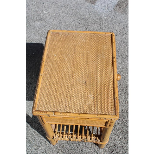 Bamboo Bedside Table with Drawer, Italy, 1950s For Sale - Image 9 of 11