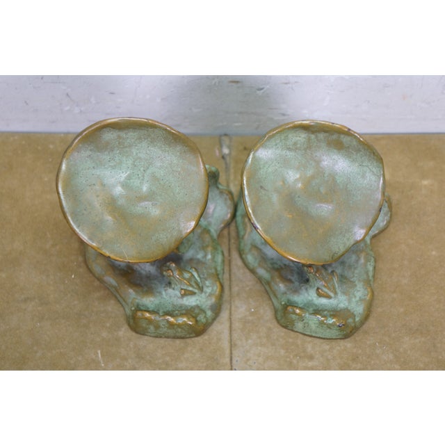 Antique McClelland Barclay Art Deco Bronze Mushroom Frog Bookend Sculptures 4.5" For Sale - Image 6 of 13