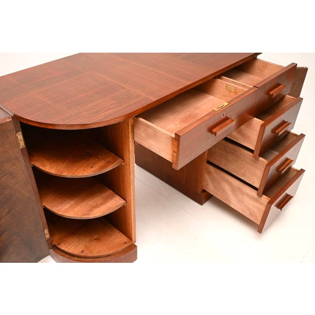 Art Deco Figured Walnut Desk, 1930 For Sale - Image 4 of 16