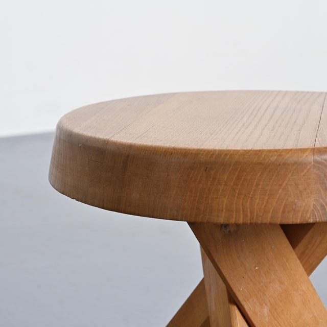 Vintage Elm S31 Stool by Pierre Chapo, 1980 For Sale - Image 9 of 12