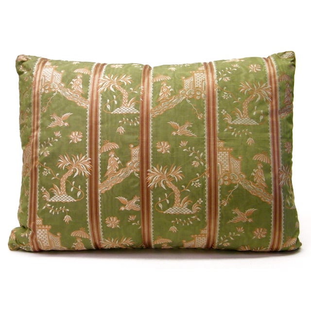 Green Silk Chinoiserie Pillow Chairish