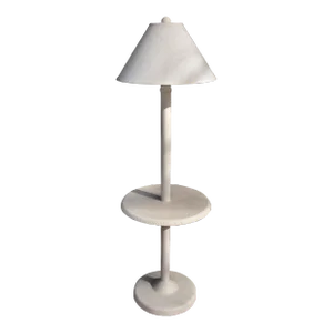 Vintage Mid Century 1960s Caribbean Fiberglass Products White Floor Lamp With Center Table