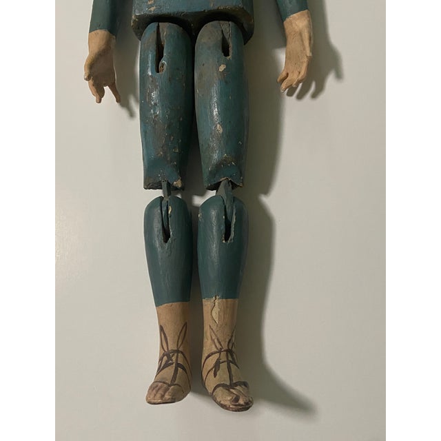 Mid 19th Century 19th Century Spanish Colonial Articulated Mannequin Man Lady Wood Sculpture a Pair For Sale - Image 5 of 12