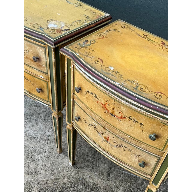 Vintage Distressed Hand-Painted Wood Nightstands For Sale - Image 11 of 16