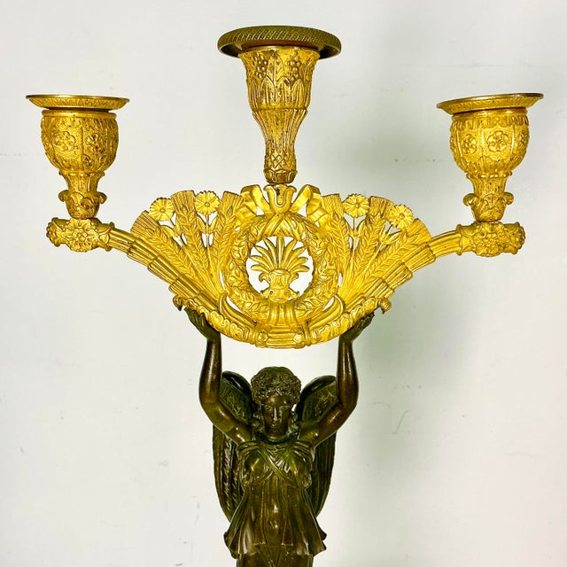 Pierre Philippe Early 19th C. Antique French Empire Pierre-Philippe Thomire Winged Nike Victory Candelabras - A Pair, Attributed For Sale - Image 4 of 18
