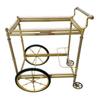 Vintage Brass and Glass Bar Cart For Sale