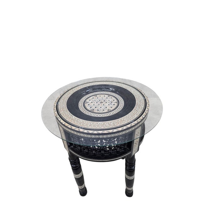 Mid 20th Century Vintage Moroccan Marquetry Side Tables With Mother-of-Pearl Inlay – Pair For Sale - Image 5 of 11