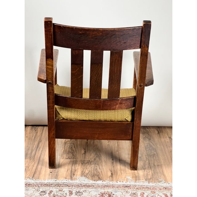 Mission Antique Quarter Sawn Mission Oak Arm Chair by Quaint Furniture C. 1920 For Sale - Image 3 of 10