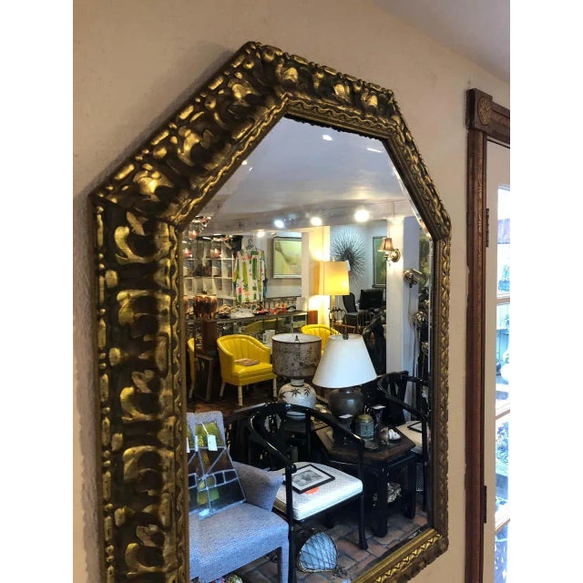 Carved Wooden Gold Leaf Mirror For Sale In New York - Image 6 of 13