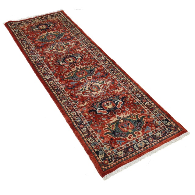 Traditional Pasargad Red Color Fine Hand Knotted Persian Bidjar Runner For Sale - Image 3 of 4