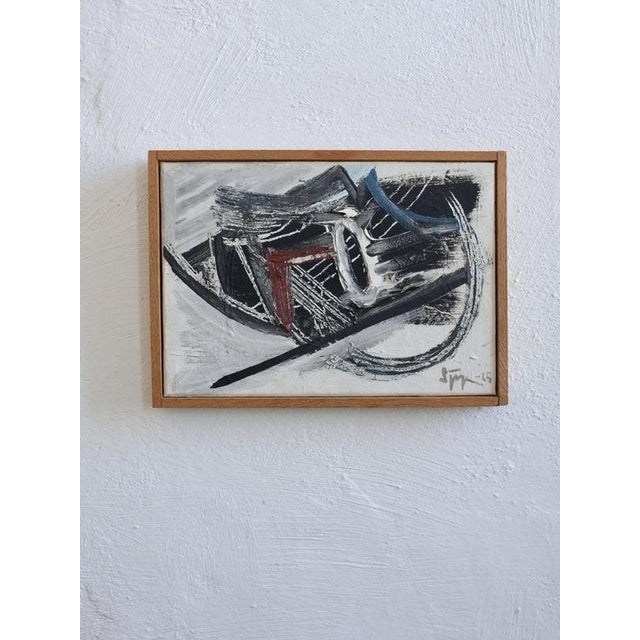Black Lars Sjögren, Abstract Composition, Oil Painting, 1965 For Sale - Image 8 of 8
