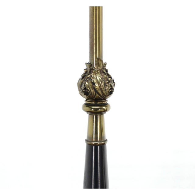 Brass Pair Mid Century Modern Stiffel Brass Finial Shape Table Lamps Square Marble Bases MINT! For Sale - Image 8 of 9