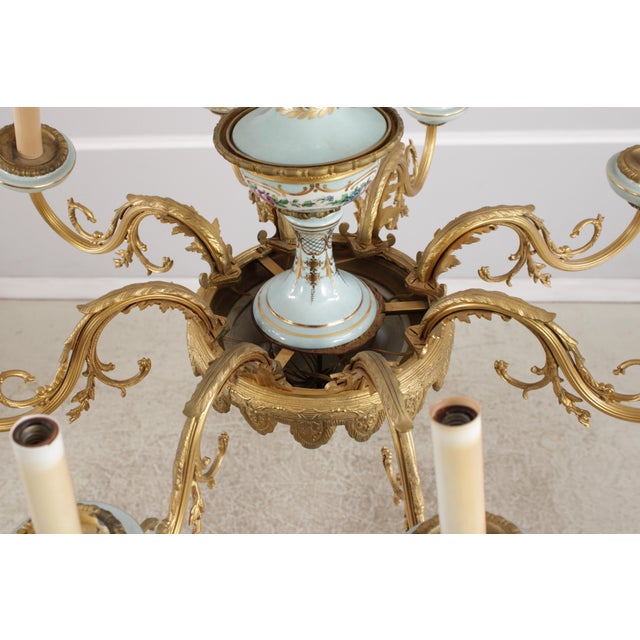 Vintage Sevres Style French Porcelain 8 Light Chandelier For Sale - Image 12 of 18
