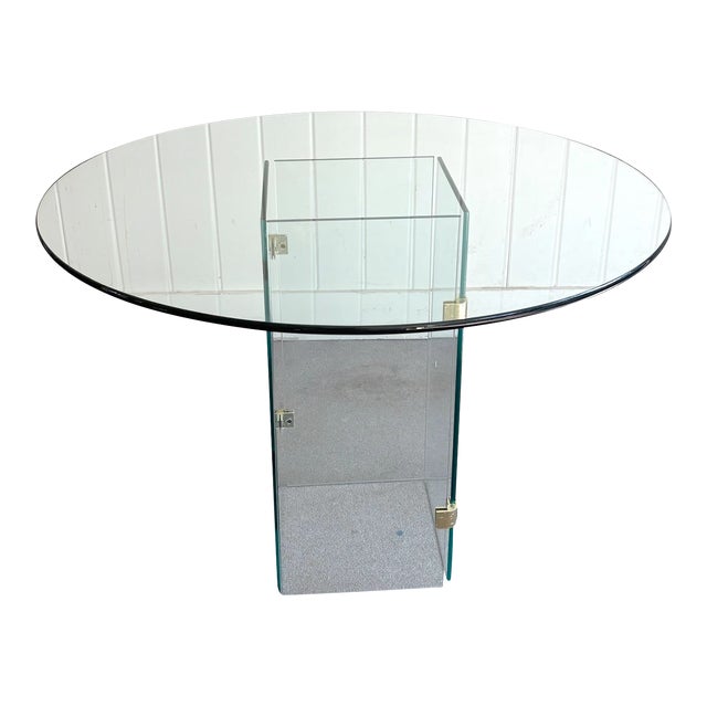 1970s Pace Style Round Glass Dining Table For Sale