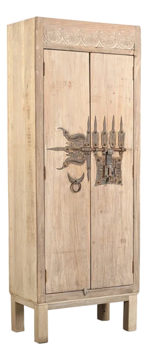 Indian Bleached Teakwood Armoire Constructed From Antique Doors From Kerala