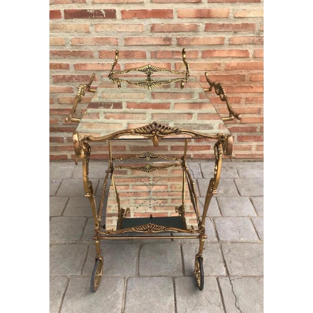 1940s French Style Bronze Bar Cart with Wheels, Mid-20th Century For Sale - Image 5 of 11