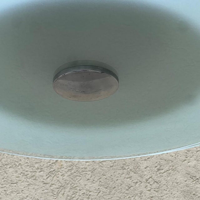 Art Deco Ceiling Lamp in Double Satin Glass Disk, Italy, 1980s For Sale - Image 6 of 9