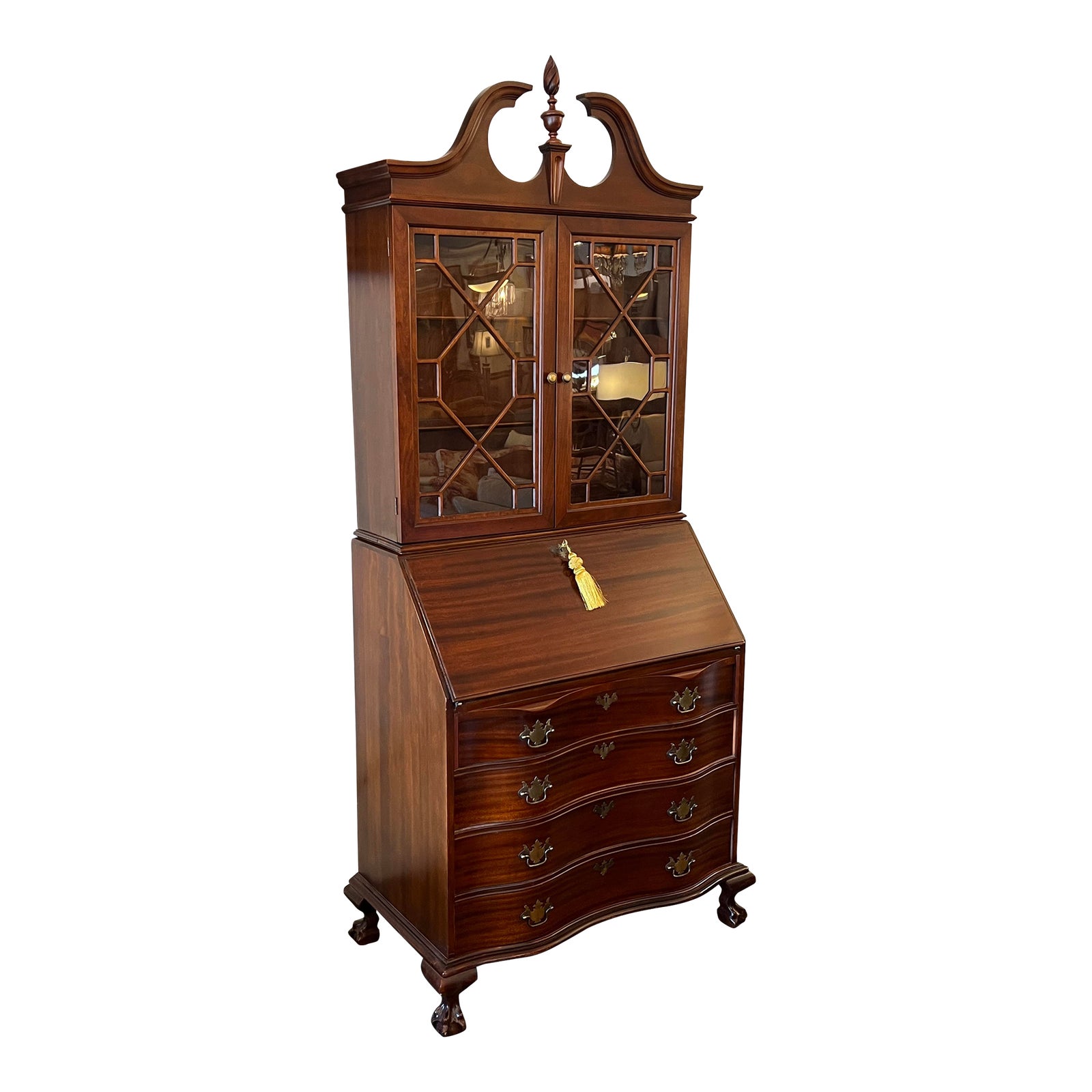 Vintage Monitor Furniture Company Chippendale Two Piece Secretary