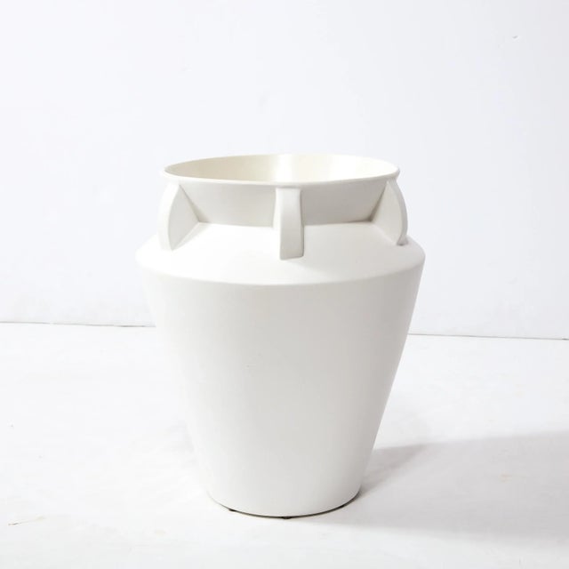 White Late 20th Century Modernist Urn Form White Ceramic Vase For Sale - Image 8 of 12