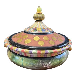 1998 MacKenzie Childs Large Covered Serving Bowl Tureen For Sale