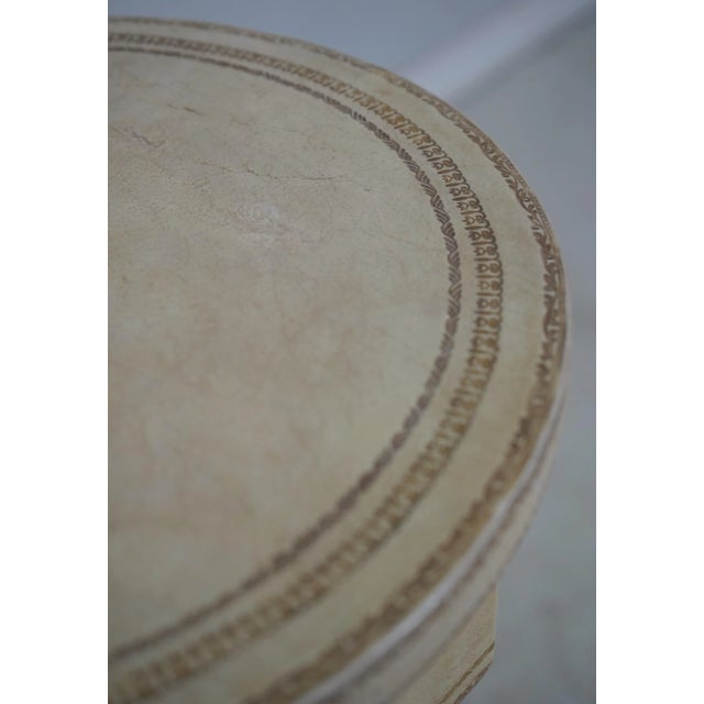White Maitland Smith Leather Wrapped French Empire Pedestal For Sale - Image 8 of 12