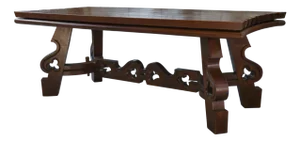 Rustic Oak Table with Ceramic Inlays, 1950s