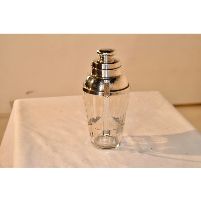 Antique American "Webster" Sterling Silver & Crystal Cocktail Shaker Circa 1930 For Sale - Image 4 of 6